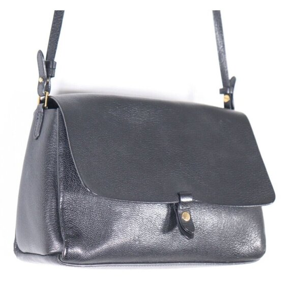 Aritzia Wilfred Women’s One Size Black Crossbody Flap Bag Glossy Leather Purse - Picture 7 of 16